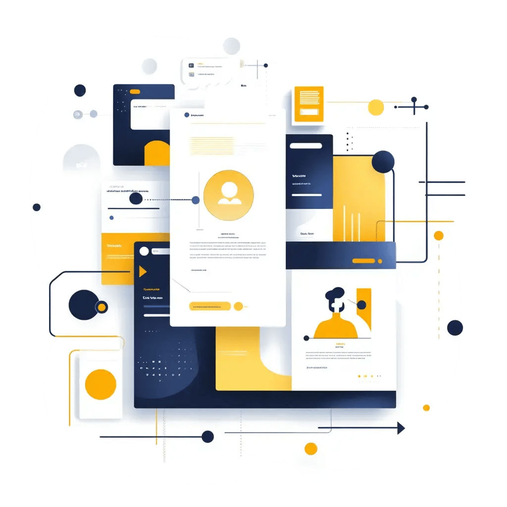 Flat design illustration of a layered user interface concept